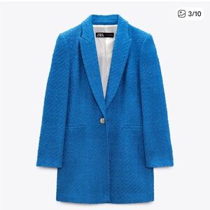 ZARA Long Structured Royal Blue Blazer